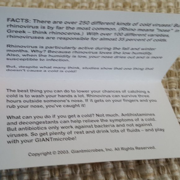 Giant Microbes Common Cold Rhinovirus 3.5"x4" Plush, DNA Laptop Sticker,… - Picture 7 of 16